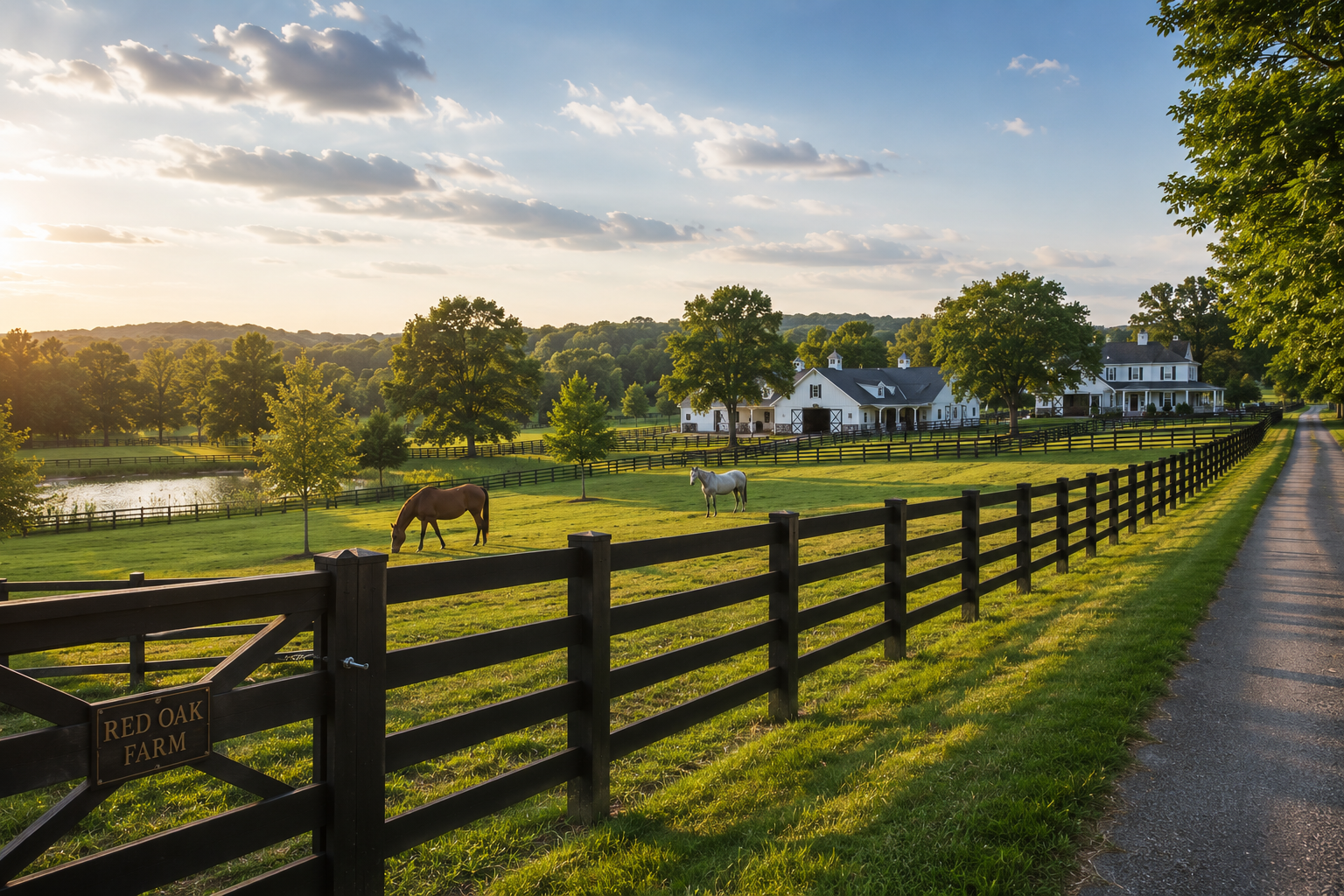 Horse farm perimeter fence Central Kentucky