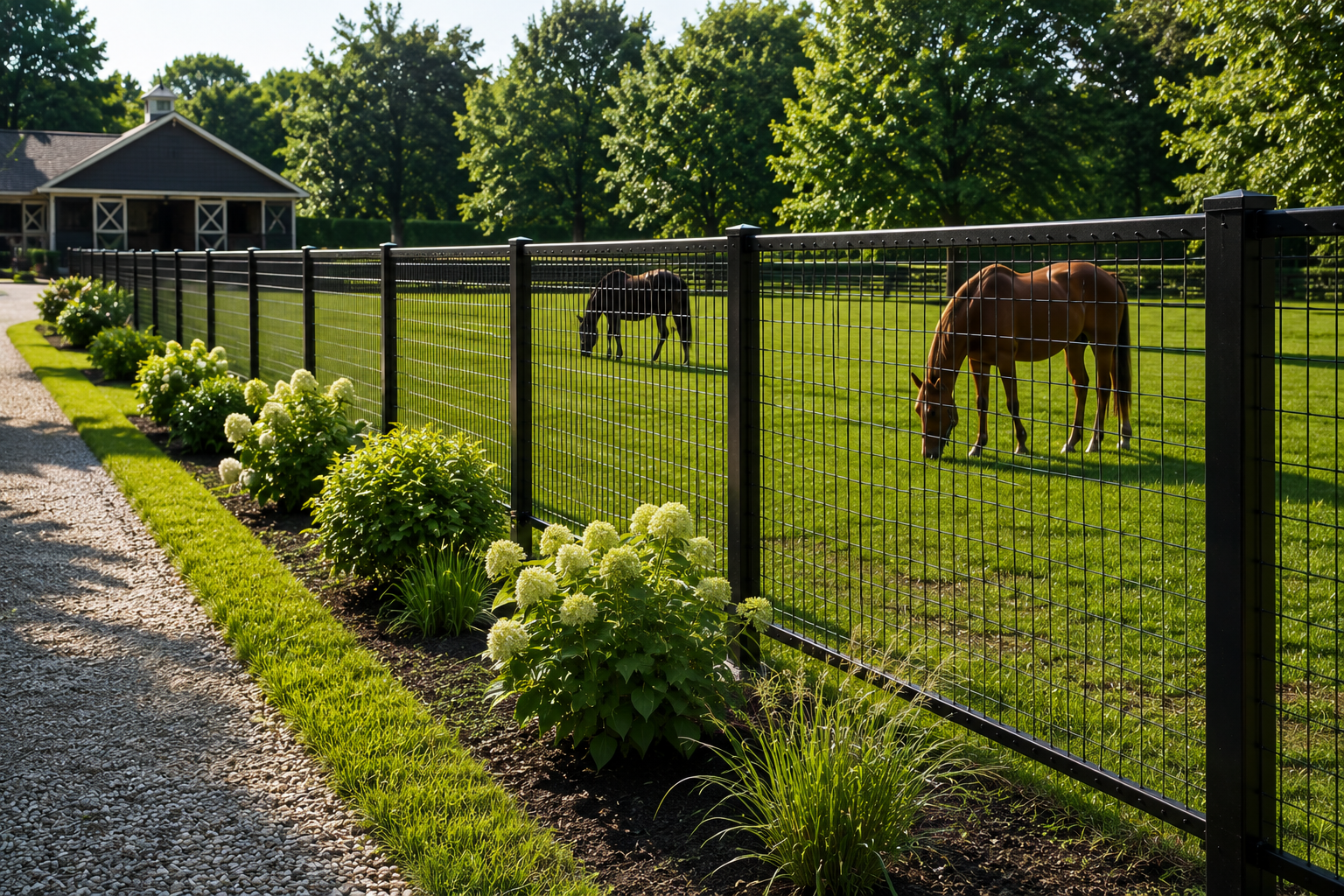 No-climb equine wire mesh fence installation