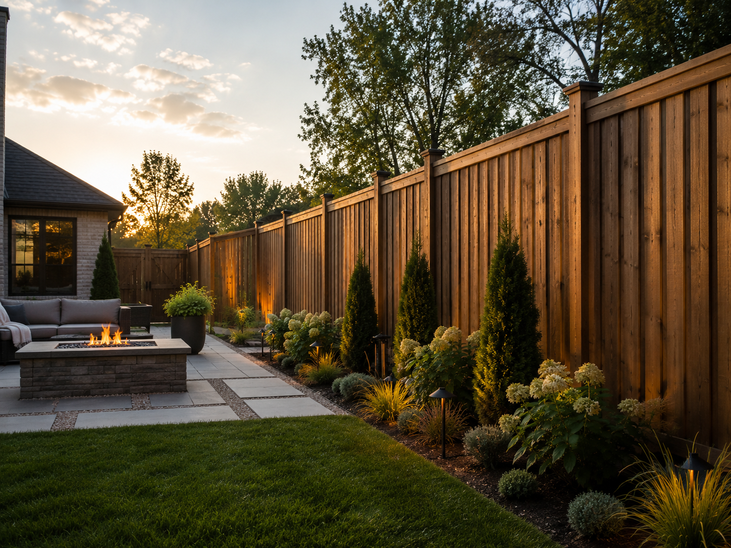 Board-on-board cedar privacy fence