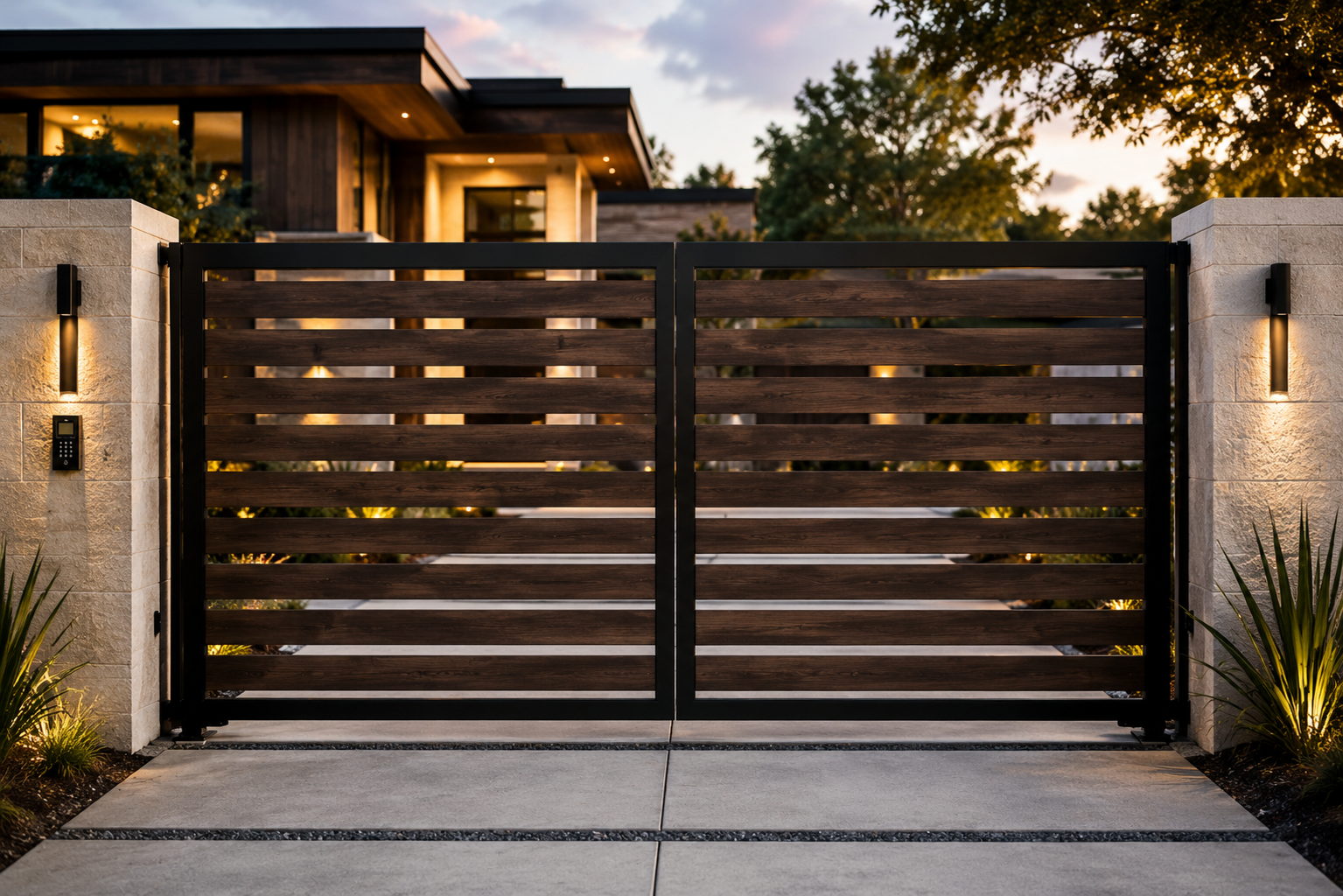 Modern horizontal-slat driveway gate Lexington KY