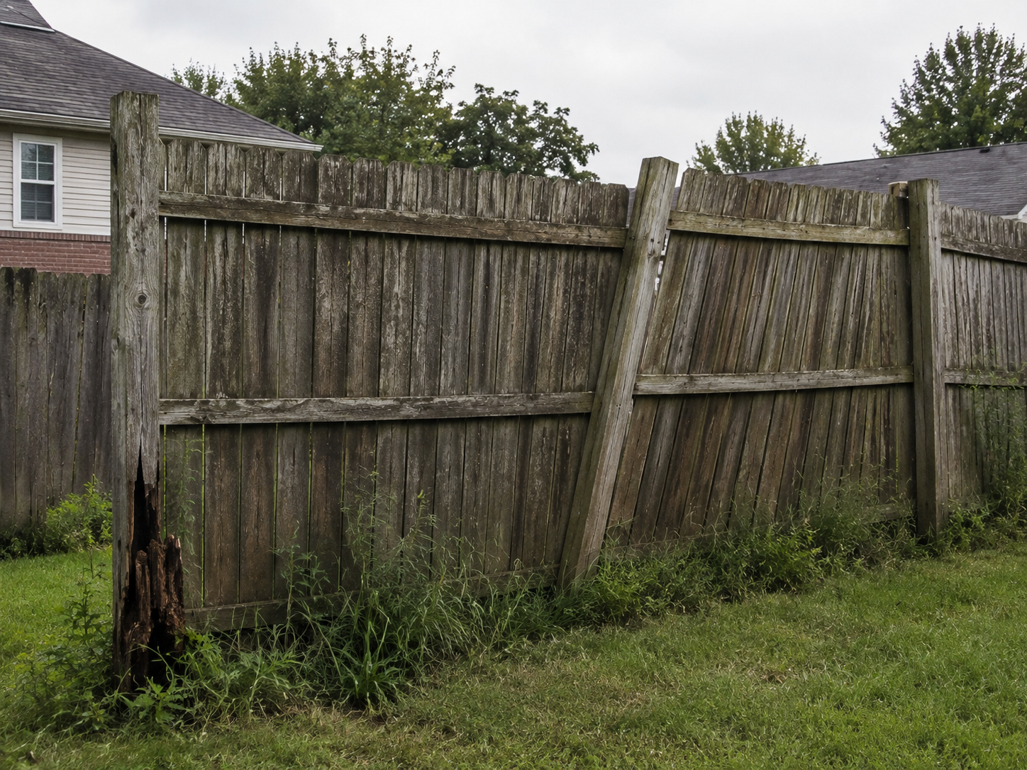 Weathered leaning DIY fence vs professional installation quality Lexington KY